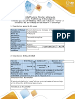 Guía de actividades y rubrica de evaluación – tarea - 3 Incidencia del aprendizaje en las áreas de la psicología ..docx