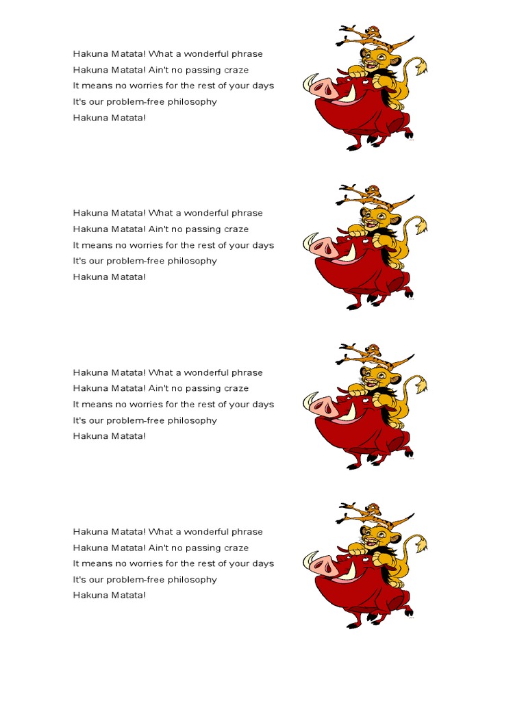 9.3 Hakuna Matata Song | PDF