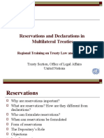 Reservations and Declarations in Multilateral Treaties: Regional Training On Treaty Law and Practice