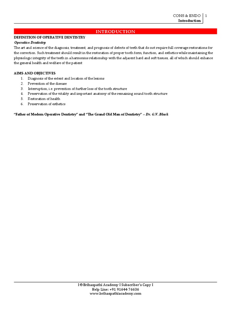 Operative Dentistry Essentials | PDF