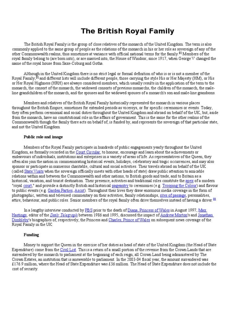 British Royal Family Overview | PDF | Monarchies Of Europe | Monarchy