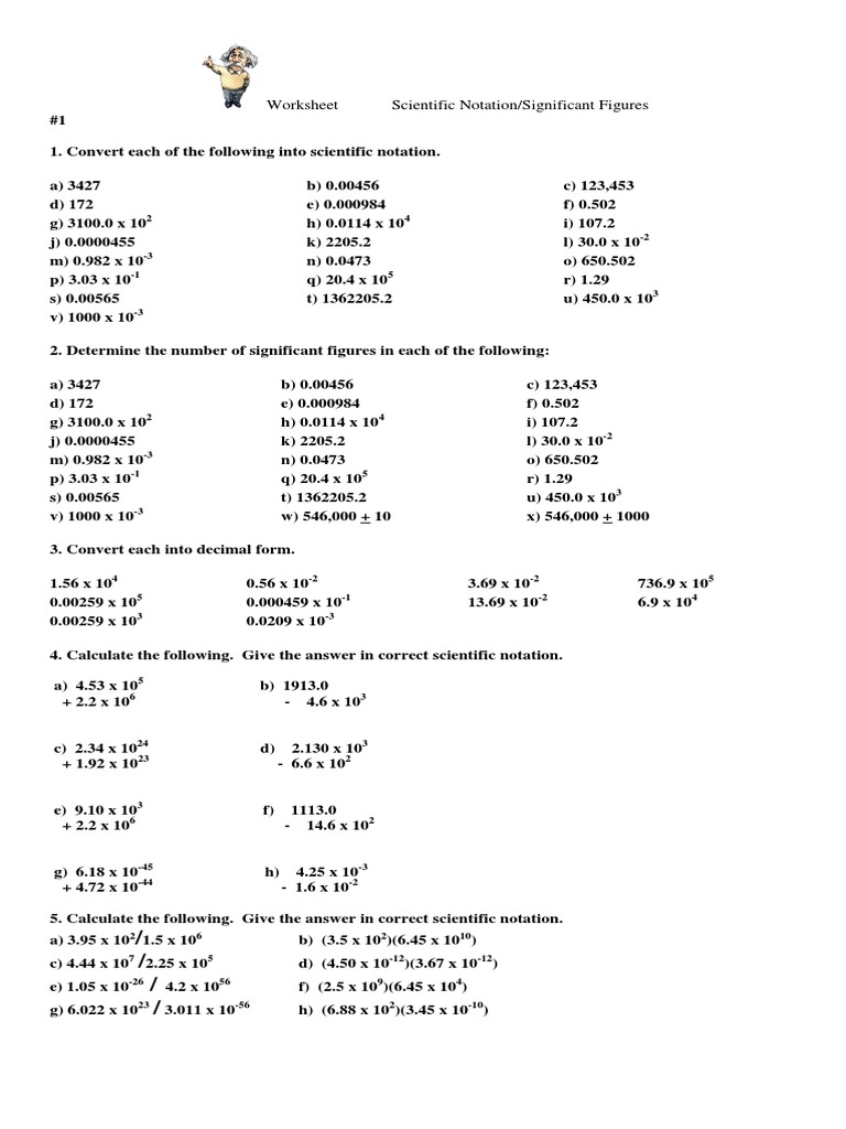 Sig. Figs. Sci. Notation Worksheet Answer Key  PDF  Significant Within Scientific Notation Practice Worksheet
