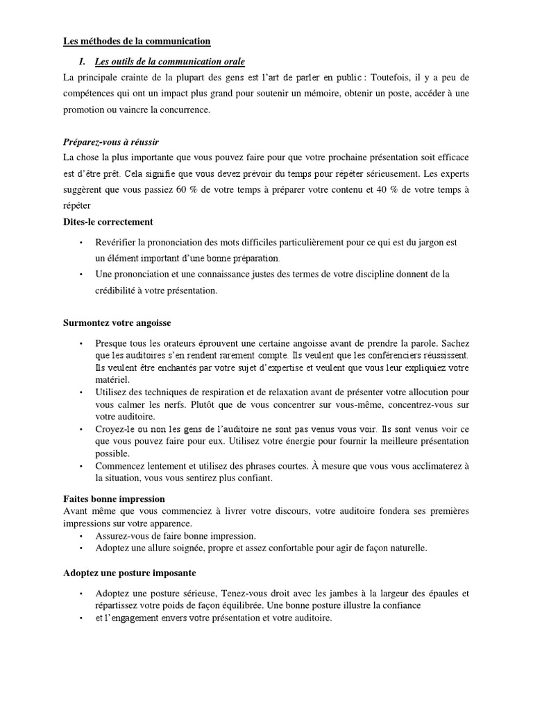 Techniques de communication orale | PDF | la communication