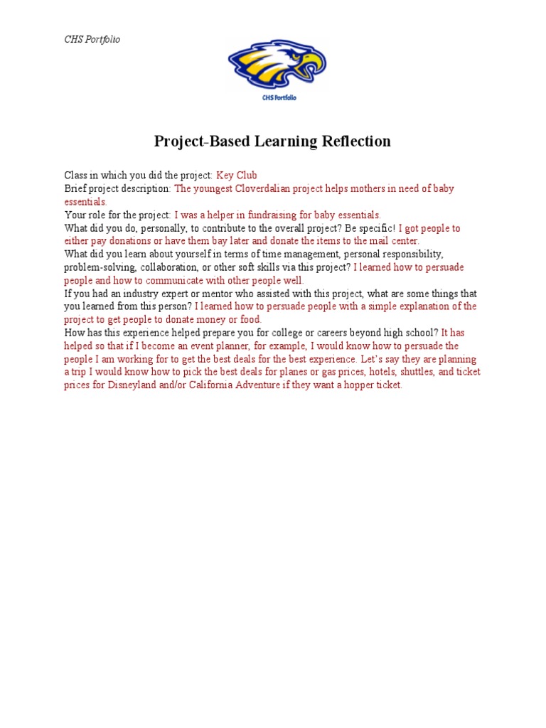 Key Club Project Reflection: Fundraising Skills | PDF | Self-Improvement