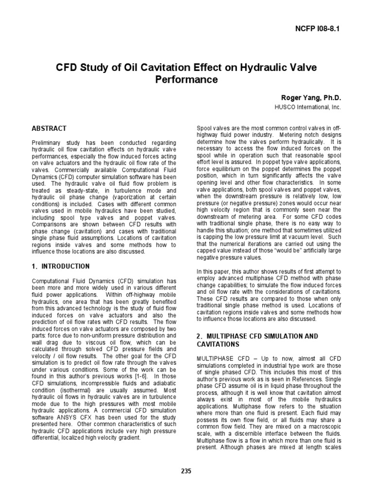 CFD Analysis of Oil Cavitation in Valves | PDF | Computational Fluid ...