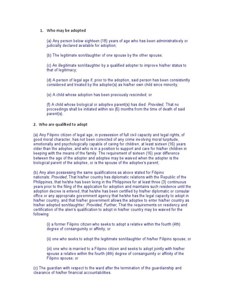 Adoption Eligibility and Consent Guidelines | PDF | Adoption | Legal ...