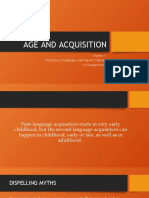 Age and Acquisition: Principles of Language Learning and Teaching H. Douglas Brown