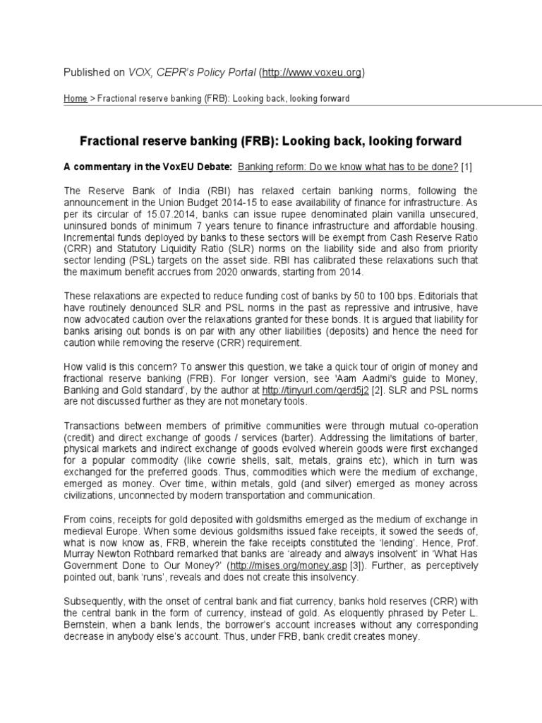 Fractional Reserve Banking Pdf Fractional Reserve Banking Money