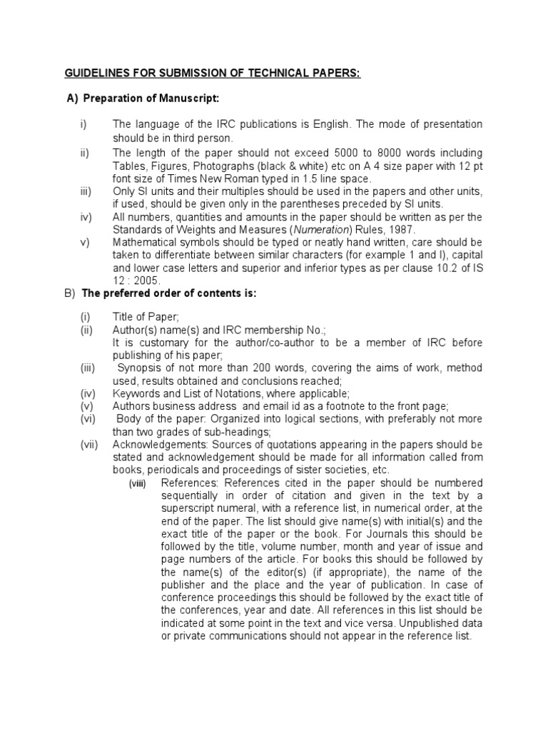 IRC Guidelines for Paper Submission | PDF | Citation | Written ...