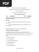 Lab-2: Probability Distributions Name: Objective:To Compute Probability Density Function (PDF) and Cumulative Distribution Function (CDF) Outcomes