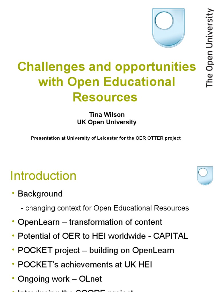 Challenges and Opportunities With Open Educational Resources | PDF ...
