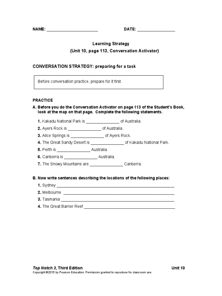 Learning Strategy (Unit 10, Page 113, Conversation Activator) | PDF ...