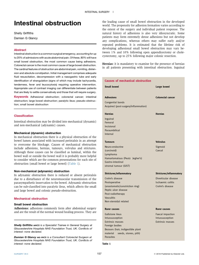 Causes and Management of Bowel Obstruction | PDF | Colorectal Cancer ...