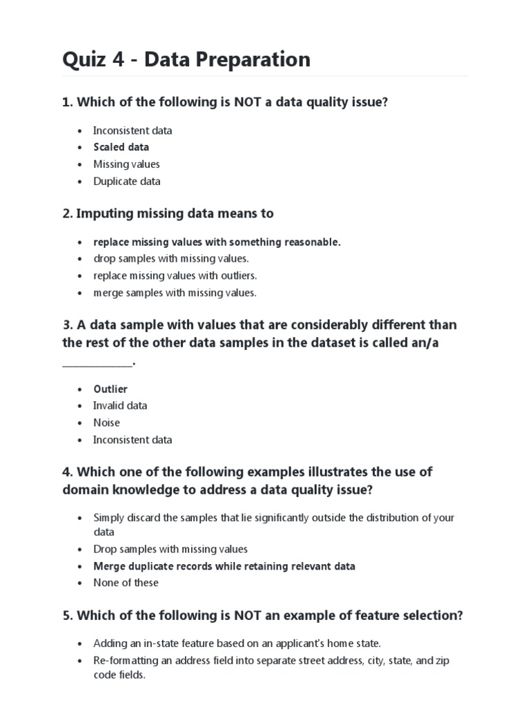 Data Prep Quiz for Analysts | PDF | Technology & Engineering