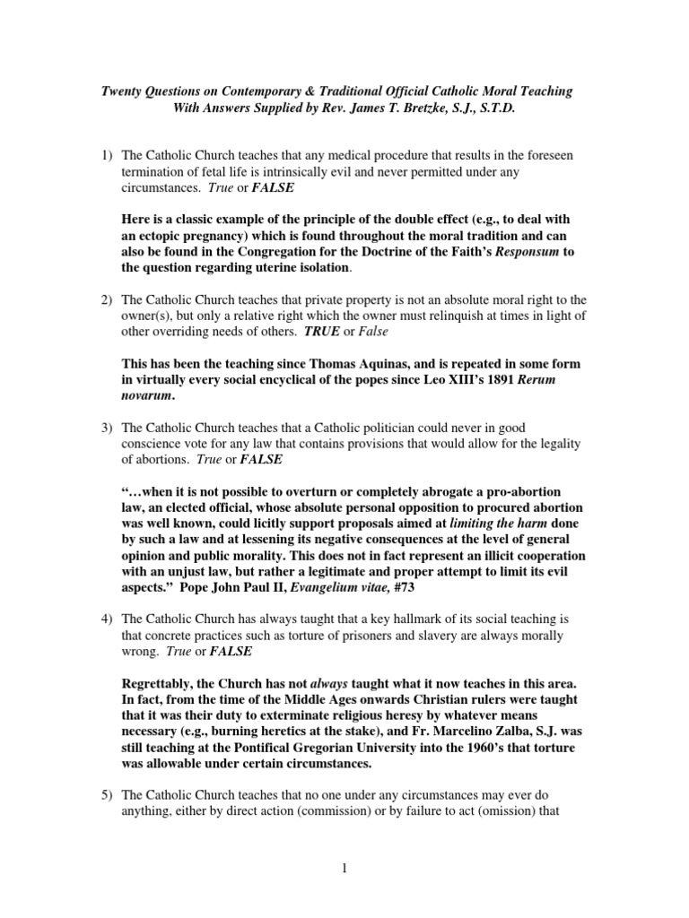 Catholic Moral Teaching Q&A Guide | PDF | Second Vatican Council ...