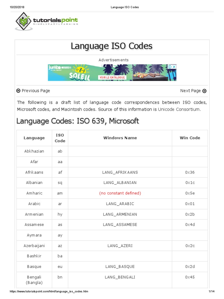 HTML Language ISO Codes | PDF | Symbols | Semiotics