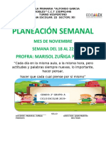 Planeación Semanal: Profra: Marisol Zuñiga Paredes