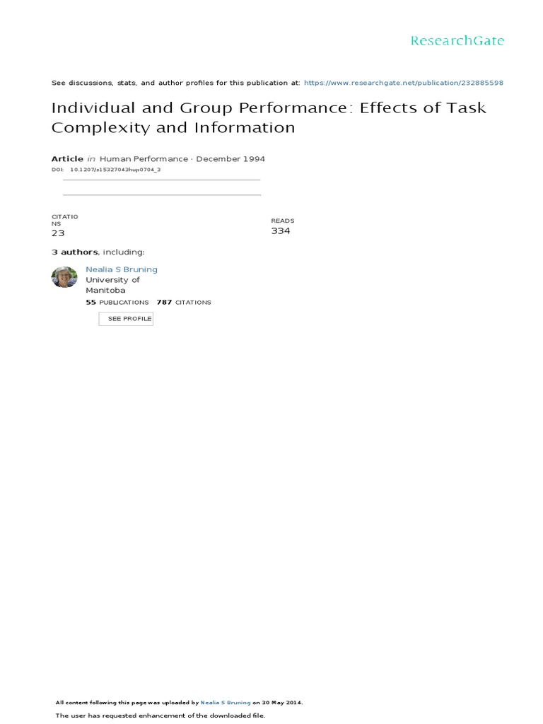 Individual vs. Group Task Performance | PDF | Career & Growth