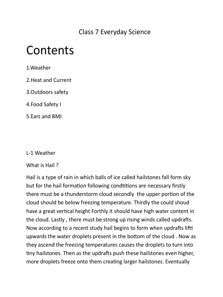 Class 7 Everyday Science | PDF | Hail | Taste