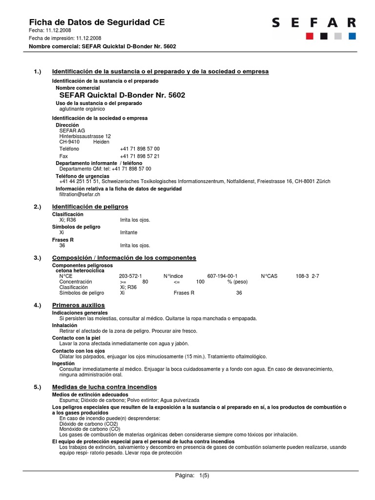 Opiniones sobre SEFAR Quicktal D-Bonder | PDF | Combustión | Dióxido de ...