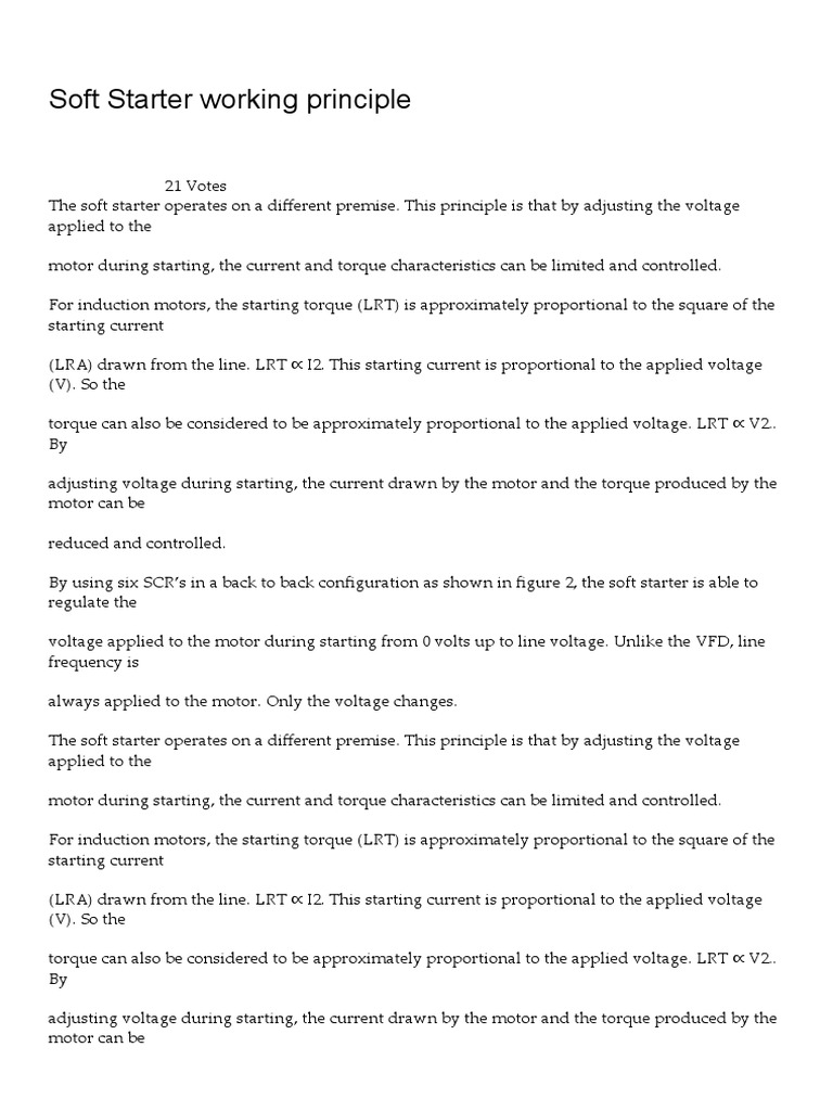 Soft Starter Working Principle Electrical Solution & Technology PDF