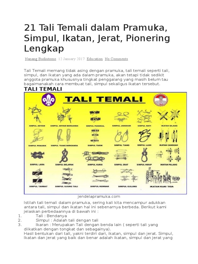 Gambar Simpul Tali Temali Pramuka Info Gtk
