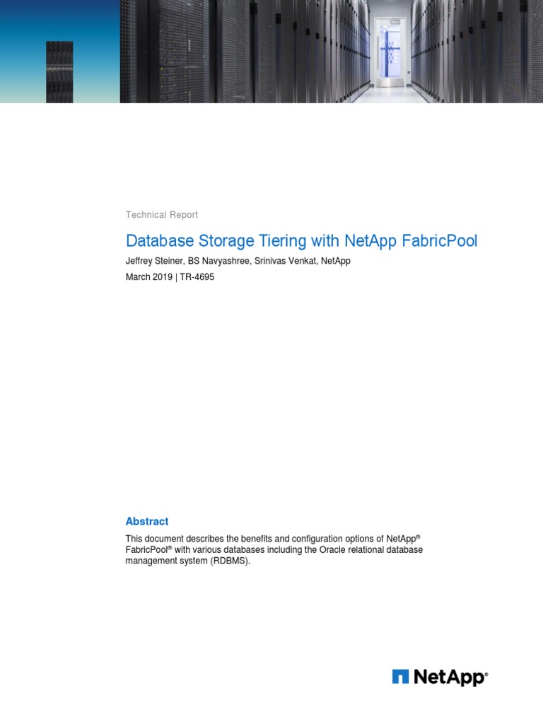 Database Storage Tiering With Netapp Fabricpool Technical Report PDF