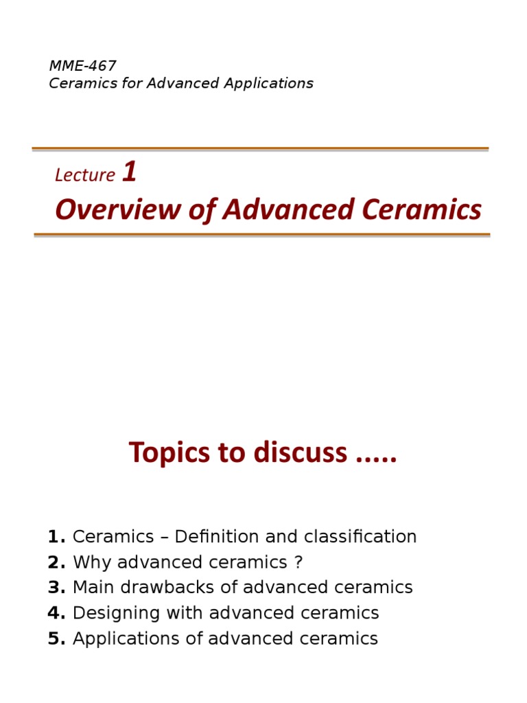 Advanced Ceramics Overview and Applications | PDF | Ceramics | Strength ...