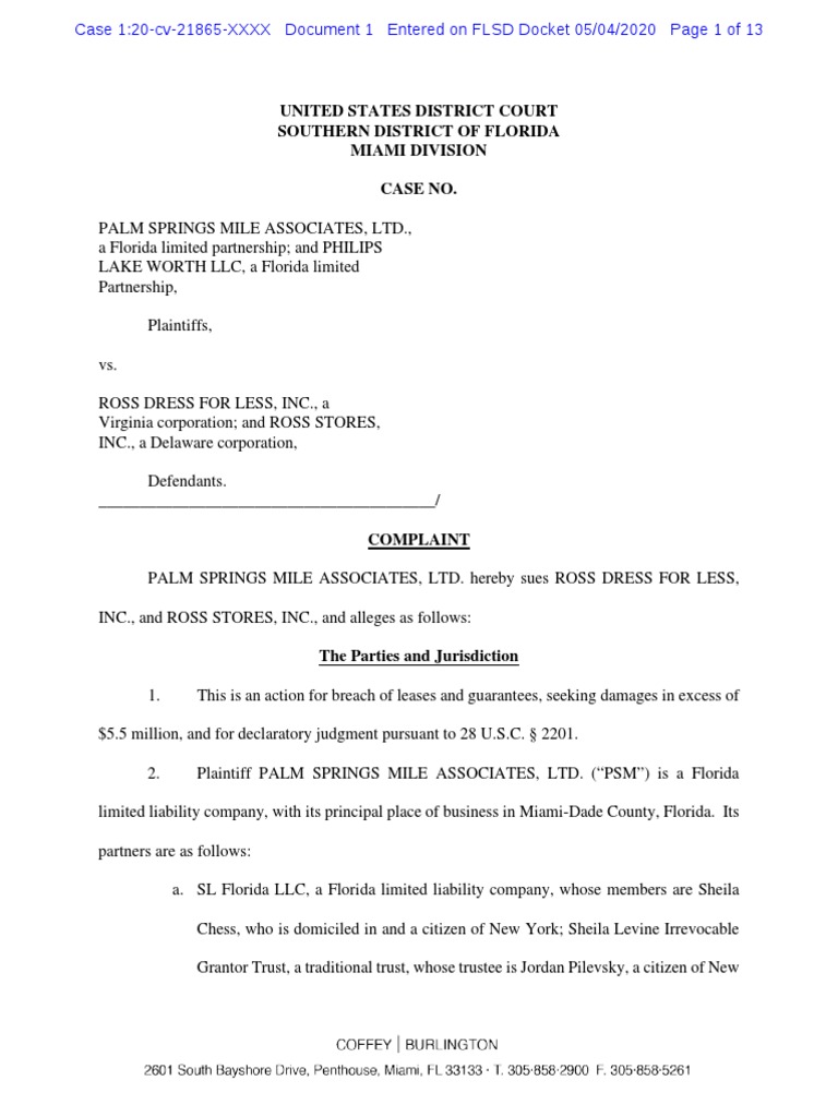 Landlords Sue For Rent Despite Coronavirus Emergency Ross Stores in