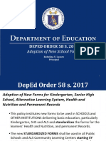 Adoption of New School Forms: Deped Order 58 S. 2017