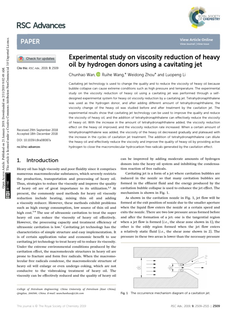 RSC Advances: Paper | PDF | Viscosity | Hydrogen