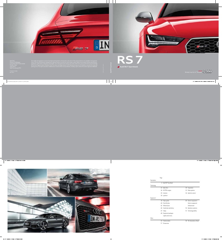 AUDi RS7 SPORTBACK INDIA BROCHURE | PDF | Audi | Vehicles