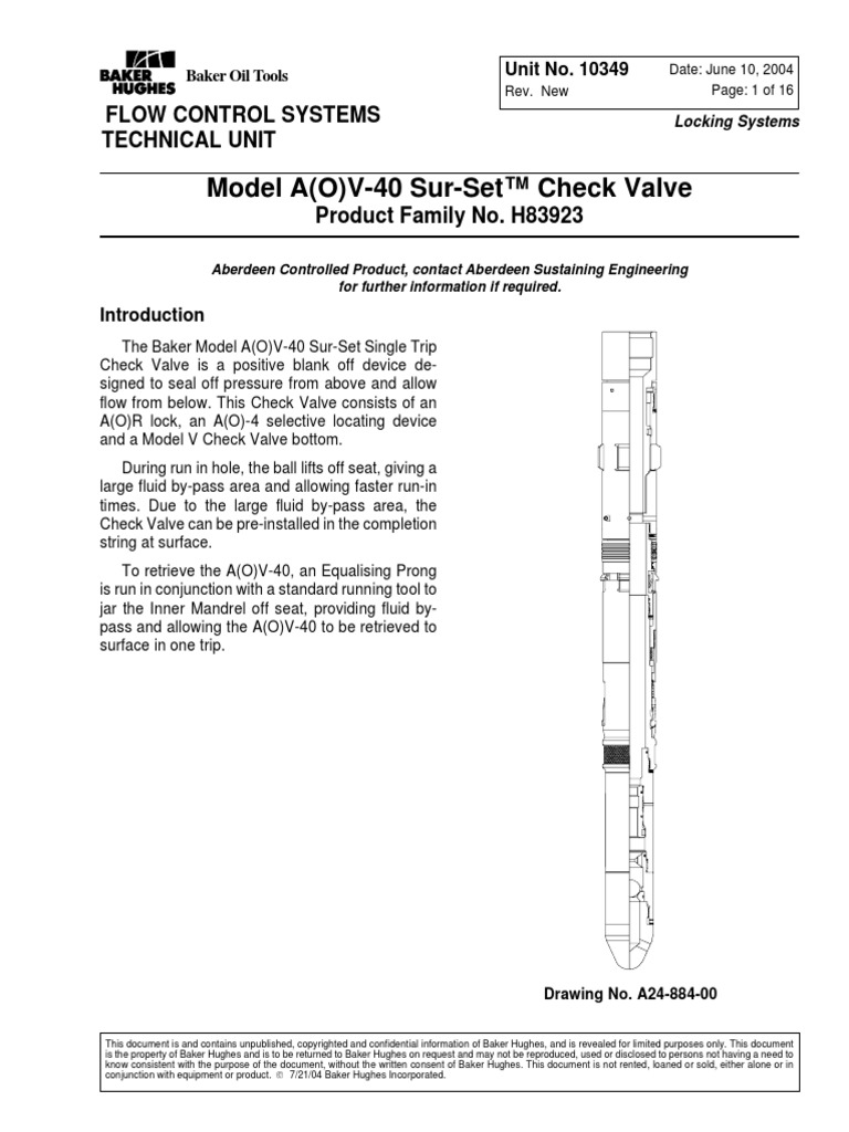 Model A (O) V-40 Sur-Set™ Check Valve: Flow Control Systems Technical ...