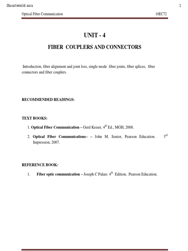 Fiber Couplers and Connectors Overview | PDF | Optical Fiber | Optics