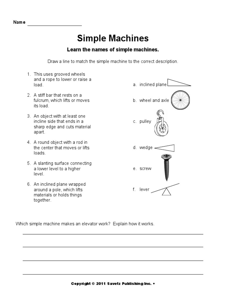 Learn The Names of Simple Machines PDF