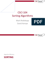 CSCI 104 Sorting Algorithms: Mark Redekopp David Kempe