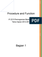 Procedure and Function: IF-2213 Pemrograman Basis Data Tahun Ajaran 2012-2013