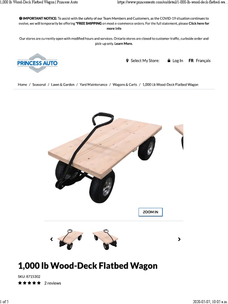 1,000 LB WoodDeck Flatbed Wagon Princess Auto PDF
