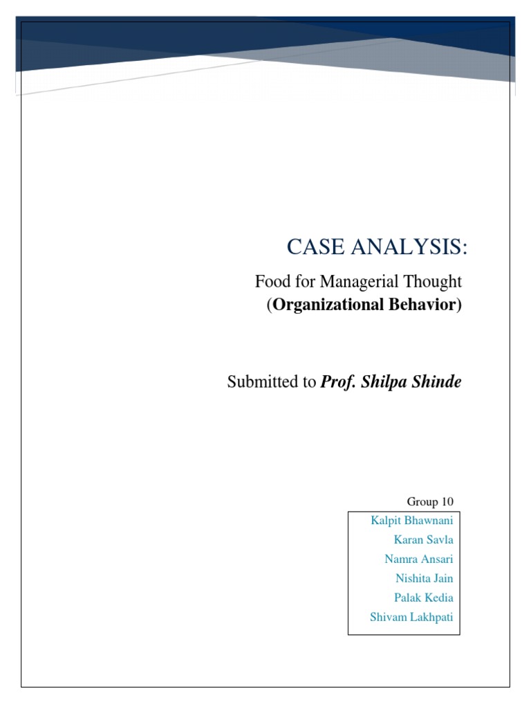 Case Analysis Operations Management Pdf Motivation Motivational