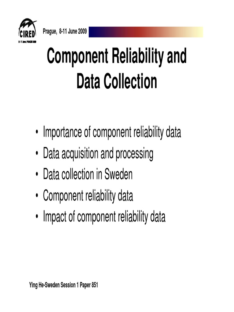 Component Reliability and Data Collection PDF Reliability