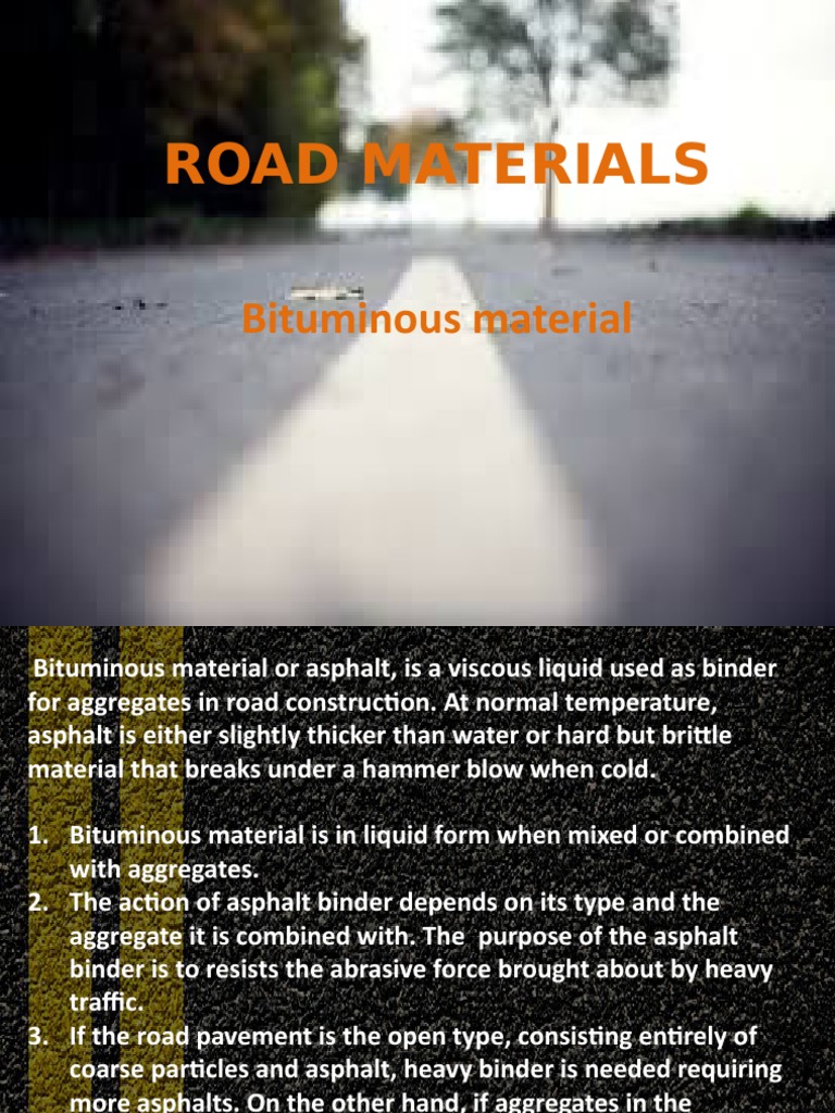 Understanding Bituminous Road Materials | PDF | Asphalt | Road Surface