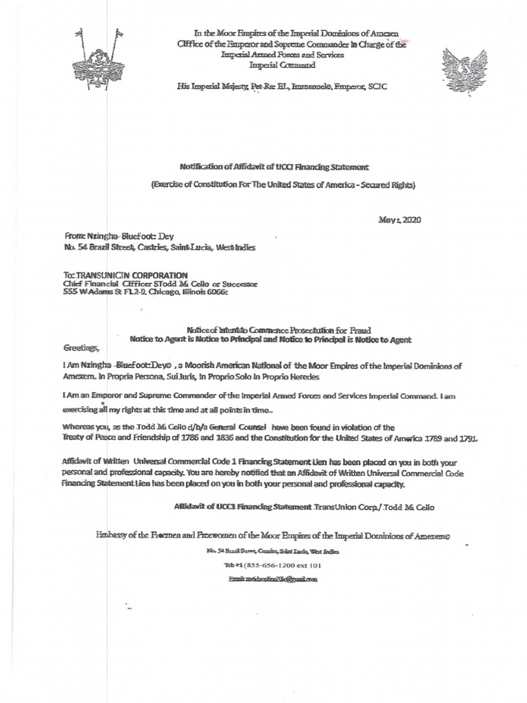 Ucc 1 Financing Statement For Transunion Corporation | PDF