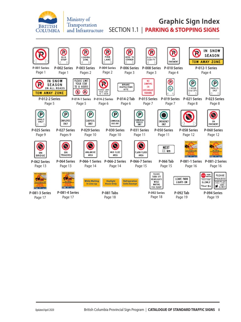 BC Parking & Stopping Signs Catalogue | PDF | Controlled Access Highway ...