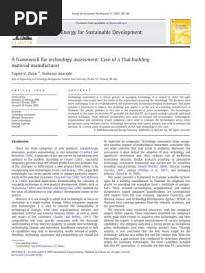 A framework for technology assessment
