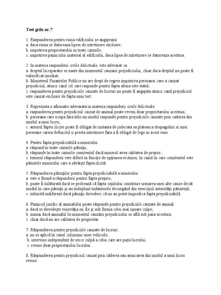 Test Grila 7 | PDF