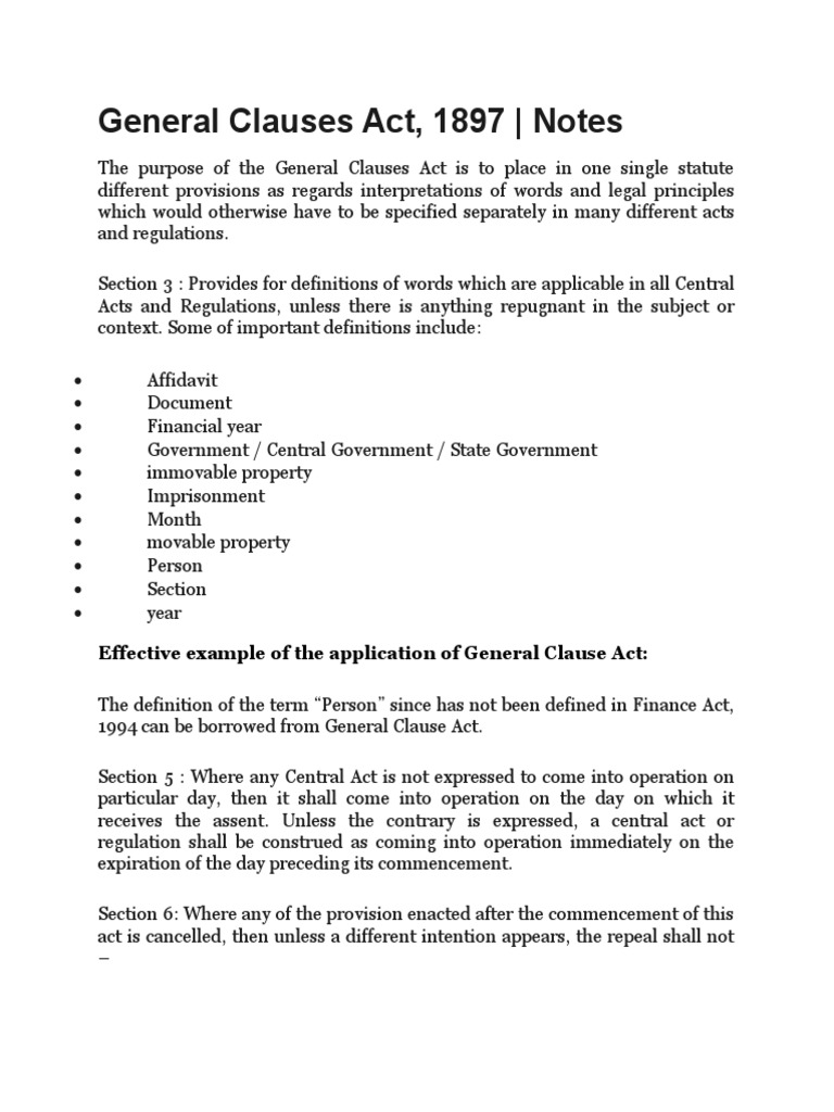 General Clauses Act PDF Repeal By Law