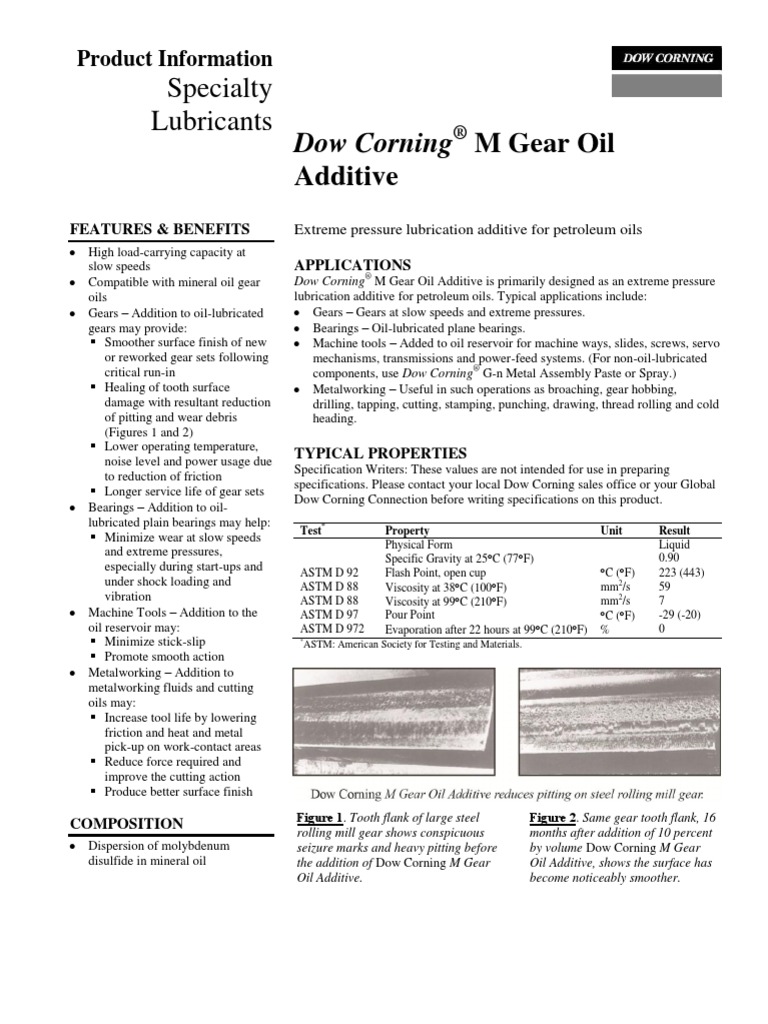 Molykote M Gear Oil Additive PDF Lubricant Bearing (Mechanical)