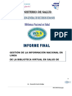 Gestión de La Información en Linea de La Biblioteca Virtual de Salud de Nicargua BVS