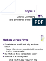 Topic 2: External Contracting (Aka Boundaries of The Firm)