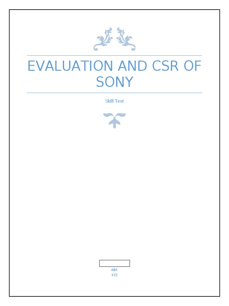Evaluation and CSR of Sony: Skill Test | PDF | Business Ethics ...